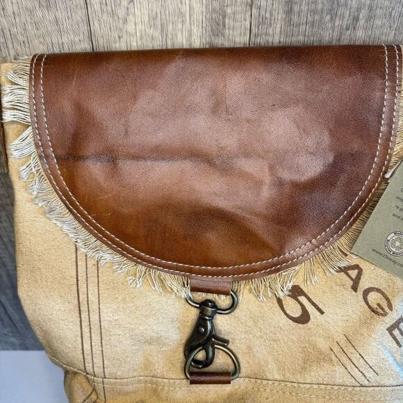 Canvas Leather Crossbody Purse Flap Bag FAST SHIP NeW - Picture 2 of 9